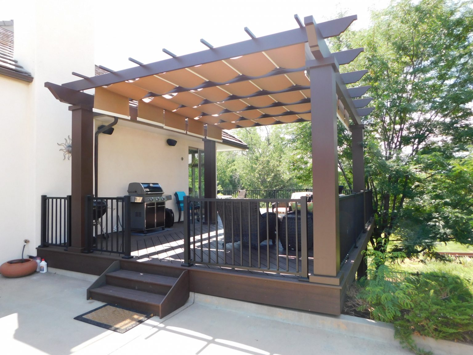 Custom Decks Trex Pergola 8x8 Sunshades Vintage Lantern Posts Cherry Hills Colorado