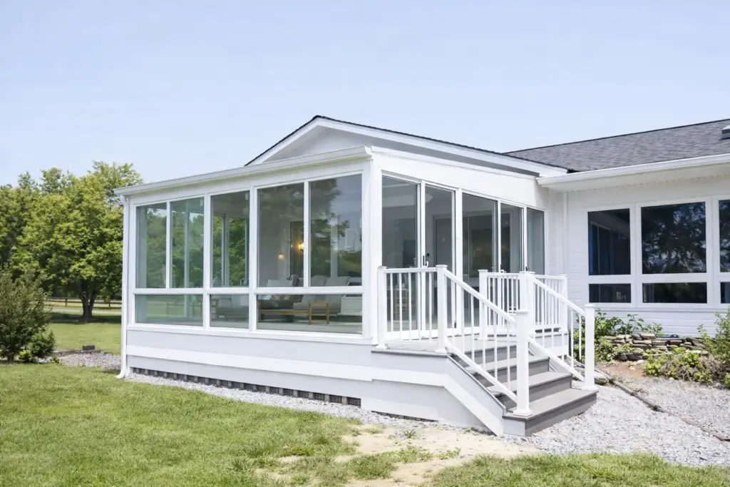 Home With A Porch Enclosure Stock Photo